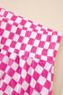 Checkerboard Print T Shirt High Waisted Skort Short Set