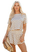 Checkerboard Print T Shirt High Waisted Skort Short Set