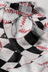 Checkered Baseball Bow Print High Neck Long Sleeve Mesh Top