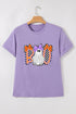 Checkered Bow Ghost Graphic Short Sleeve Tee
