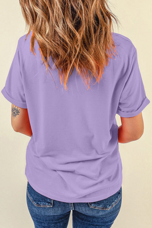 Checkered Bow Ghost Graphic Short Sleeve Tee