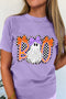 Checkered Bow Ghost Graphic Short Sleeve Tee