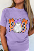 Checkered Bow Ghost Graphic Short Sleeve Tee