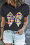 Checkered Bow Knot Print O Neck Plus Size T Shirt