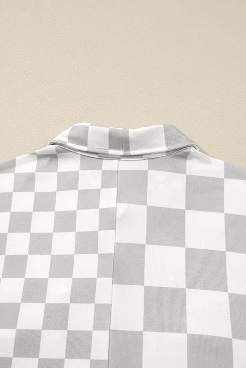Checkered Button Front Collared Shirt Jacket