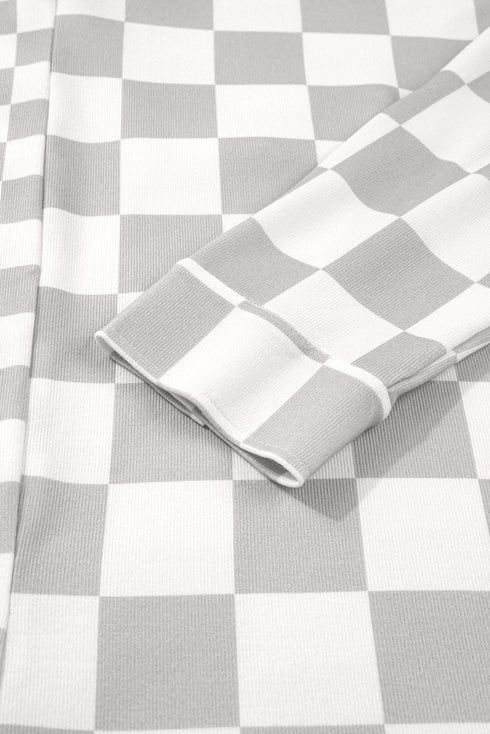 Checkered Button Front Collared Shirt Jacket