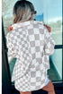 Checkered Button Front Collared Shirt Jacket