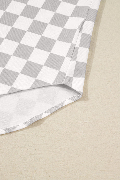 Checkered Button Front Collared Shirt Jacket