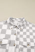 Checkered Button Front Collared Shirt Jacket