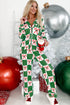 Checkered Candy Cane Notched Collar Button Front Pajama Set