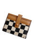 Checkered Canvas Patchwork Snap Button Card Storage Wallet
