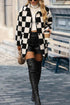 Checkered Collared Buttoned Side Pocket Fleece Jacket