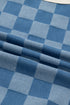 Checkered Denim Patchwork Short Sleeve Relaxed Top
