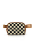 Checkered Faux Leather Patchwork Adjustable Strap Crossbody Bag