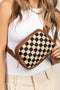 Checkered Faux Leather Patchwork Adjustable Strap Crossbody Bag