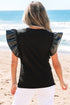 Checkered Font Graphic Faux Leather Sleeve Top