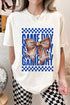 Checkered Game Day Bow Graphic Cotton T-Shirt