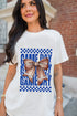 Checkered Game Day Bow Graphic Cotton T-Shirt