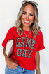 Checkered Graphic Letter Print Short Sleeve Crew Neck Tee