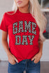 Checkered Graphic Letter Print Short Sleeve Crew Neck Tee