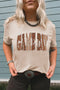 Checkered Graphic Letter Print Short Sleeve Jersey Tee