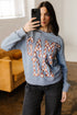 Checkered Graphic Lettering Crew Neck Pullover Sweatshirt