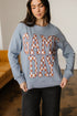 Checkered Graphic Lettering Crew Neck Pullover Sweatshirt