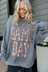 Checkered Graphic Lettering Crew Neck Pullover Sweatshirt