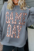 Checkered Graphic Lettering Crew Neck Pullover Sweatshirt