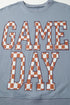 Checkered Graphic Lettering Crew Neck Pullover Sweatshirt