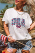 Checkered Graphic Print Short Sleeve Crew Neck Casual Tee