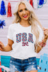 Checkered Graphic Print Short Sleeve Crew Neck Casual Tee