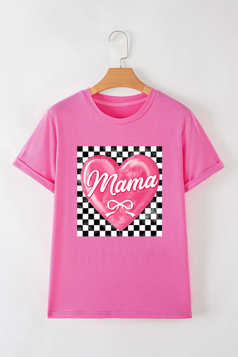 Checkered Heart Mama Statement Graphic Tee