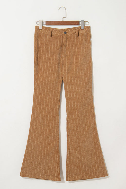 Checkered High Waist Wide Leg Corduroy Pants