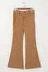 Checkered High Waist Wide Leg Corduroy Pants