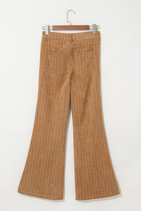 Checkered High Waist Wide Leg Corduroy Pants