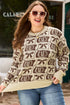 Checkered Horseshoe Print Bow Detail Western Sweater