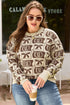 Checkered Horseshoe Print Bow Detail Western Sweater