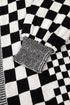 Checkered Knit Bubble Sleeve Drop Shoulder Open Cardigan