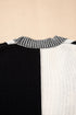 Checkered Knit Bubble Sleeve Drop Shoulder Open Cardigan