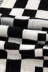 Checkered Knit Bubble Sleeve Drop Shoulder Open Cardigan