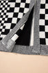 Checkered Knit Bubble Sleeve Drop Shoulder Open Cardigan
