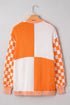 Checkered Knit Bubble Sleeve Drop Shoulder Open Cardigan