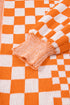 Checkered Knit Bubble Sleeve Drop Shoulder Open Cardigan