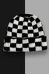 Checkered Knit Folded Cuff Soft Acrylic Beanie