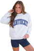 Checkered Letter Embroidered High Neck Applique Sweatshirt