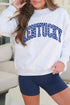 Checkered Letter Embroidered High Neck Applique Sweatshirt