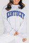 Checkered Letter Embroidered High Neck Applique Sweatshirt