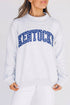 Checkered Letter Embroidered High Neck Applique Sweatshirt