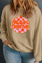 Checkered Letter Print Drop Shoulder Pullover Graphic Sweatshirt